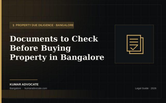 Documents to check before buying property in Bangalore by Advocate Kumar.